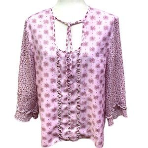 Robert Louis Silk Pink Ruffled Blouse